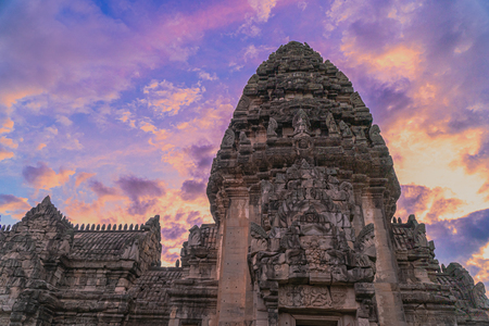 The beautiful stone castle in Phimai historical park. Prasat Hin Phimai ancient Khmer Temple in Nakhon Ratchasima province Thailand.
Phimai stone castle built from laterite stone in Angkorian period arts.のeditorial素材