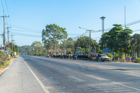 Nakornnayok,Thailand-December 15,2019:During the dry season, people who have a career raising buffalo. 
Will move the herd of buffalo to find new food sourcesのeditorial素材