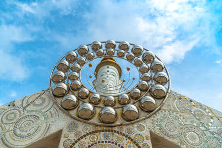 5 sitting buddha statues on Khao Kho hill the beautiful landmark and famous in Petchabun Thailandの写真素材