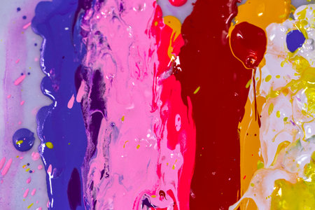 abstract color splash isolated on white background. Creating works by real hands, not added with graphics and computer effects.の写真素材