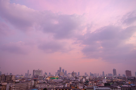 Bangkok cityscape with twilight sky background, Thailand, Asia.の写真素材
