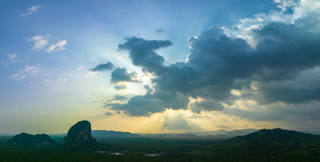aerial view A narrow canal in the mangrove forest at Baan Naingob in Phang Nga.the route for...
