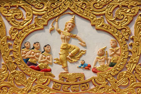 Buddhist carvings art in Thailandの写真素材