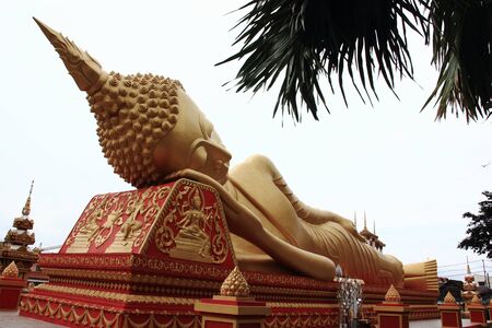 Lying Buddha image in   Vientiane Laos  のeditorial素材