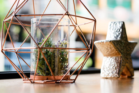 glass garden put on the coffee tableの写真素材