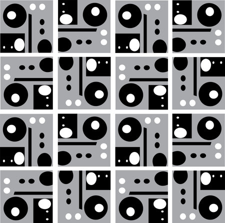 Seamless vector pattern. Black and white geometrical background with hand drawn decorative tribal elements. Print with ethnic, folk, traditional motifs.のイラスト素材