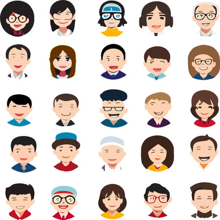 Set of avatars of people in flat design. Vector illustration.のイラスト素材