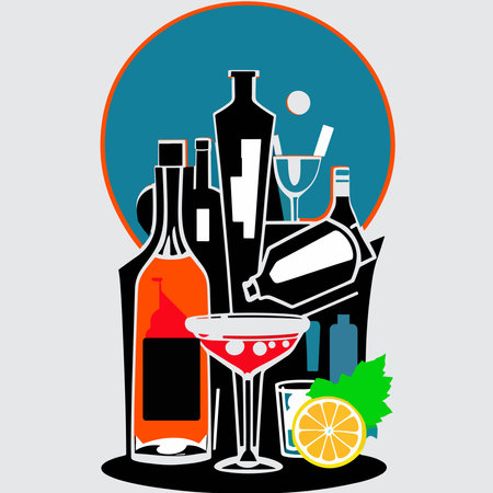 Cocktail bar menu design in flat style. Vector illustration.のイラスト素材