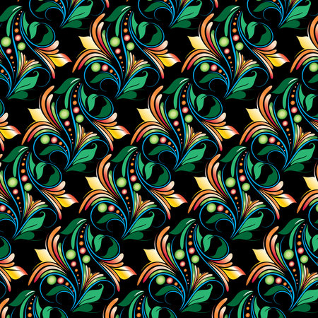 Seamless pattern with decorative ornament in ethnic style. Hand-drawn illustration.のイラスト素材