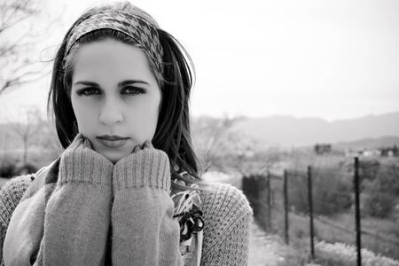 Portrait of pretty girl with coldの写真素材