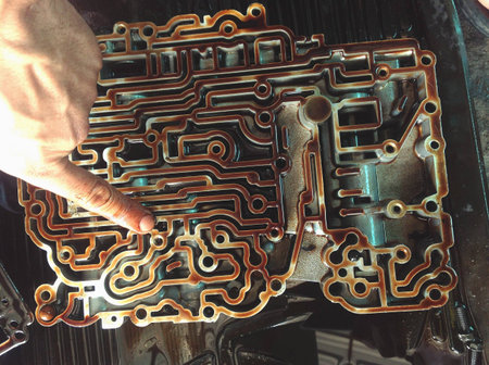 Clean valve body or hydraulic controls of automotive transmission car.