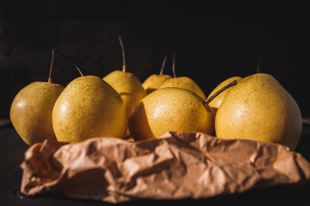 Sweet Pears on the dark backgroundの写真素材