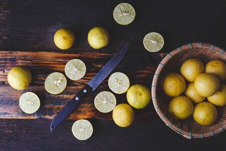 Fresh yellow lemonsの写真素材