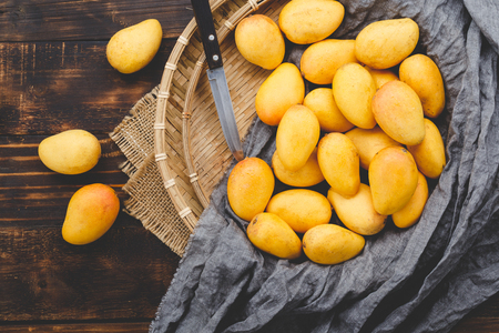 Little ripe mangoes from Vietnamの写真素材