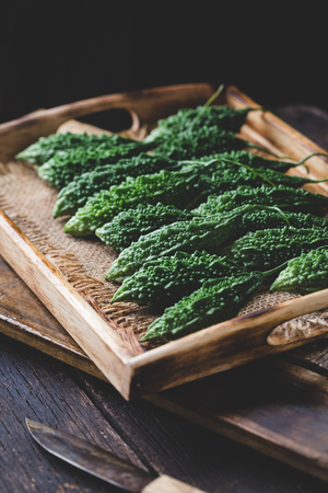 Green bitter melonsの写真素材