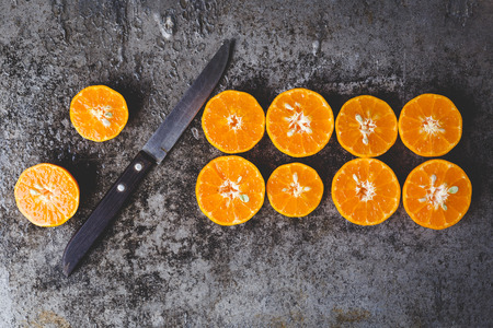 Fresh yellow mandarin fruitsの写真素材