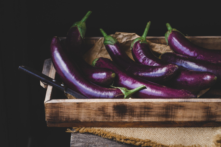 Fresh eggplantsの写真素材