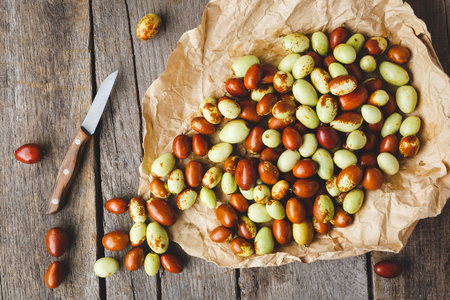 Chinese date fruits-Ziziphus jujuba fruitsの写真素材