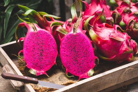 Fresh red dragon fruit- Pitaya fruitの写真素材