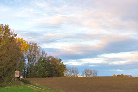 Raised blind in an autumn landscapeの写真素材