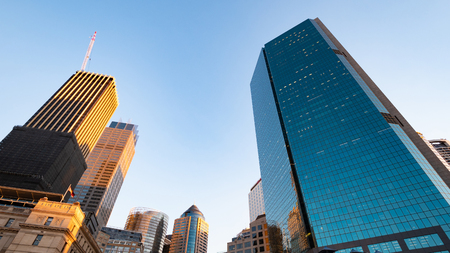 High rise business buildings in downtown Sydneyの写真素材