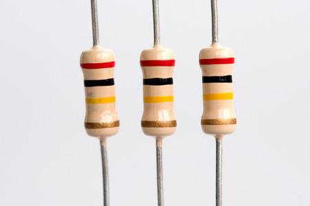 Macro picture of resistance on white backgroundの写真素材