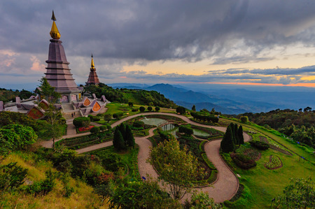 Landmark unseen in Chiangmai, Pagoda in Inthanon national park Thailand.の写真素材