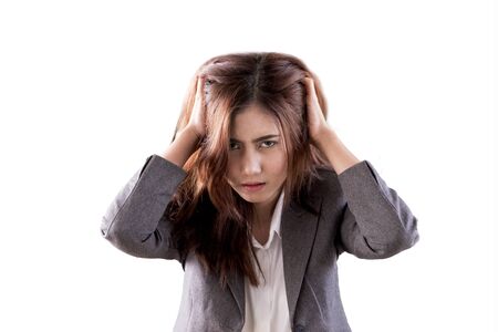 Women's stress about hard work.の写真素材