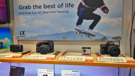 02 November 2020,Jaipur, India / Showroom of DSLR and COMPACT cameras in Jaipur city. Exclusive...