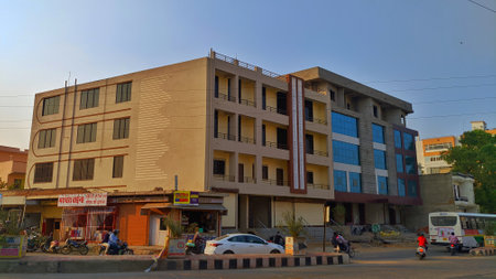 02 November 2020 : Reengus, Jaipur, India.Modern residential luxury apartments for young people.のeditorial素材