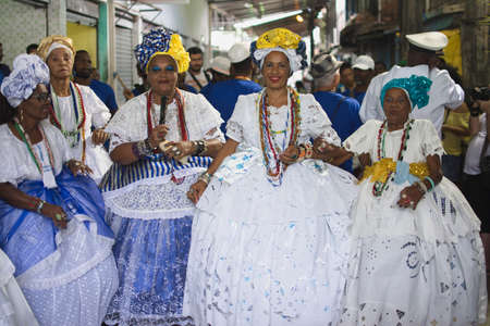Salvador, Bahia, Brazil - September 04, 2016: Religious festival of African matrix, CandomblÃ©, called "Marujo Olho Vivo", celebrated every September at Feira de SÃ£o Joaquim in Salvador, Bahia.のeditorial素材