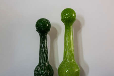 two glass vases for interior decorationの写真素材