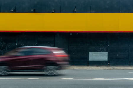 Car speeding along the street of Salvador. Bahia Brazil.の写真素材