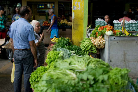 CamaÃ§ari, Bahia, Brazil - October 17, 2015: Open fair in the city of Camacari in Bahia, where food is sold to home products.のeditorial素材