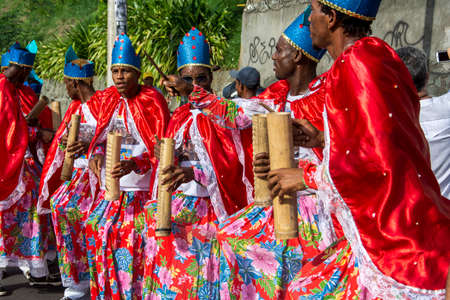 Salvador, Bahia, Brazil - January 24, 2016: Cultural demonstration Caminhada Raizes with various...