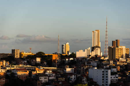 Salvador, Bahia, Brazil - May 31, 2021: Panoramic view of several old and new residential buildings...