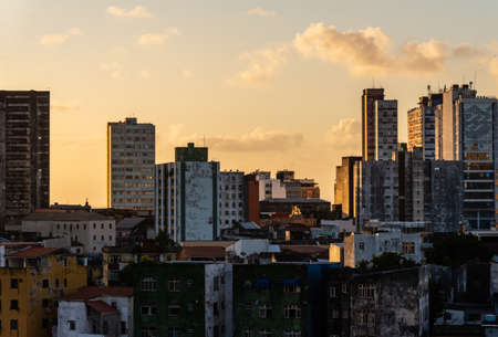 Salvador, Bahia, Brazil - May 31, 2021: Panoramic view of several old and new residential buildings in downtown Salvador, Bahia.のeditorial素材