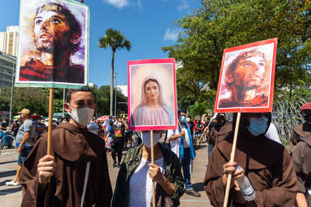 Salvador, Bahia, Brazil - September 07, 2021: Protesters protest against the government of President...
