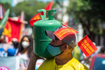 Salvador, Bahia, Brazil - September 07, 2021: Protesters protest against the government of President...