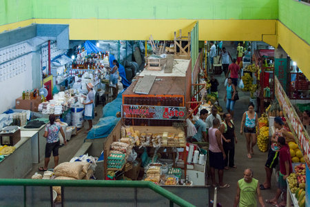 Salvador, Bahia, Brazil - October 17, 2015: Camacari free fair in the state of Bahia. Diversity of food and drink.のeditorial素材