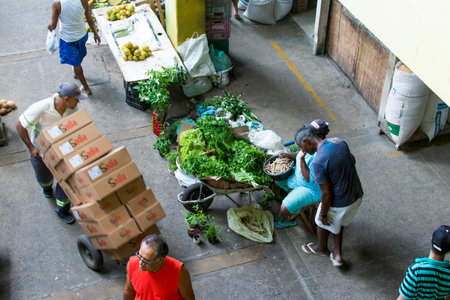 Salvador, Bahia, Brazil - October 17, 2015: Camacari free fair in the state of Bahia. Diversity of food and drink.のeditorial素材