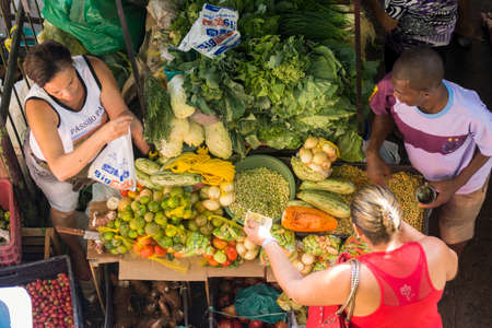Salvador, Bahia, Brazil - October 17, 2015: Camacari free fair in the state of Bahia. Diversity of food and drink.のeditorial素材