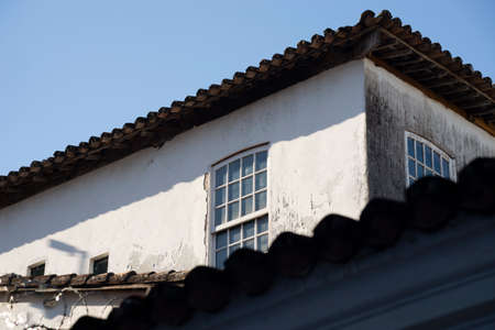 Old window details in color. Pelourinho, Salvador, Bahia, Brazil.の写真素材