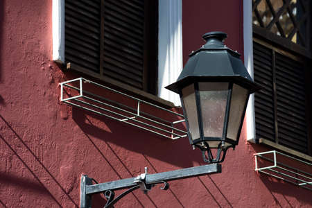 Old window details in color. Pelourinho, Salvador, Bahia, Brazil.の写真素材