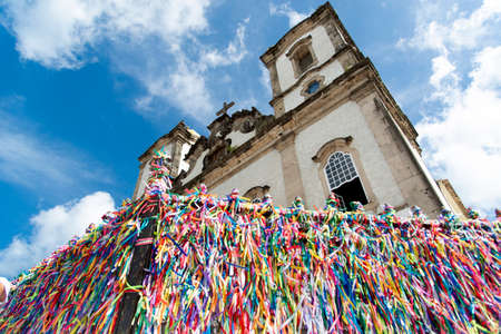 Salvador, Bahia, Brazil - December 28, 2018: Faithful celebrates the last Friday of the year at Senhor do Bonfim Church.のeditorial素材