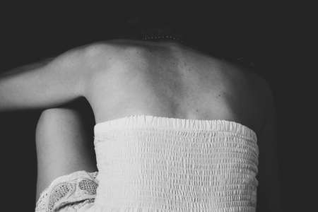 Afro-Brazilian model portrait in studio with black background. Concept of awareness, maturity and femininity. Salvador Bahia Brazil.の写真素材