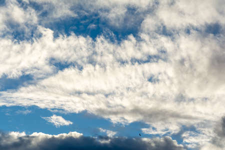 White clouds in the blue sky on a bright sunny day. Salvador Bahia Brazil.の写真素材