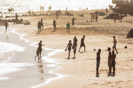 Salvador, Bahia, Brazil - January 08. 2020: People on the beach of Ondina in Salvador, Bahia,...
