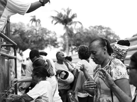 Salvador, Bahia, Brazil - December 28, 2018: Faithful celebrates the last Friday of the year at Senhor do Bonfim Church.のeditorial素材