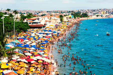 Salvador, Bahia, Brazil - January 06, 2019: Thousands of people on Boa Viagem beach in Salvador, in the Brazilian state of Bahia.のeditorial素材